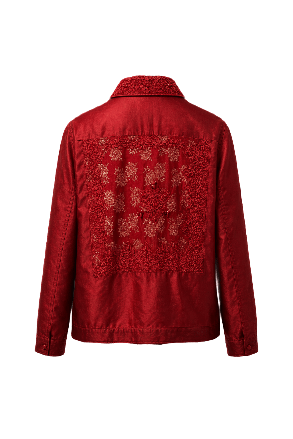 1980s Deep Red Cotton Blend Jacket - Back View