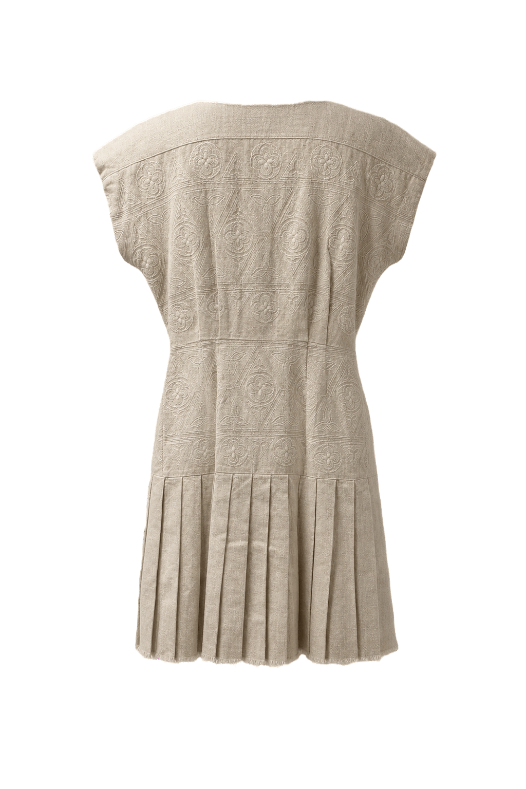 1970s Cream Linen Dress - Back View