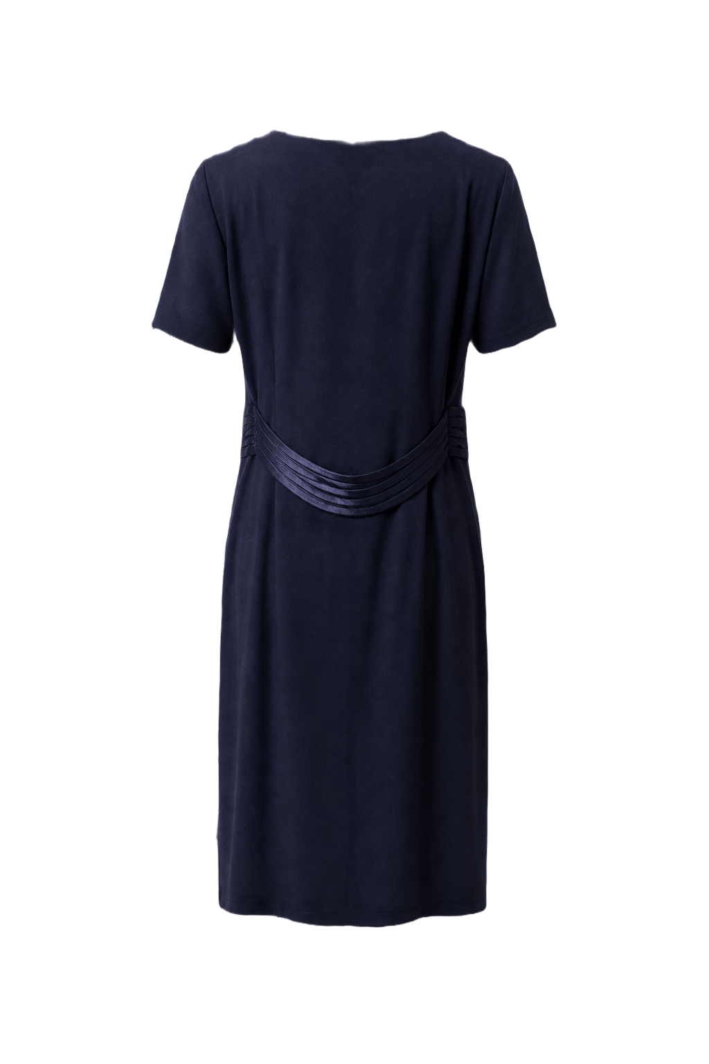 1980s Navy Blue Polyester Blend Dress - Back View