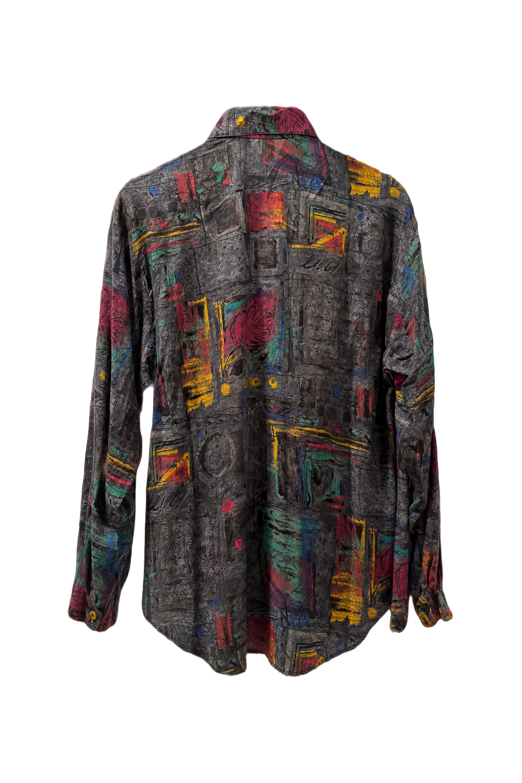 1990s Gray Cotton Blend Shirt - Back View