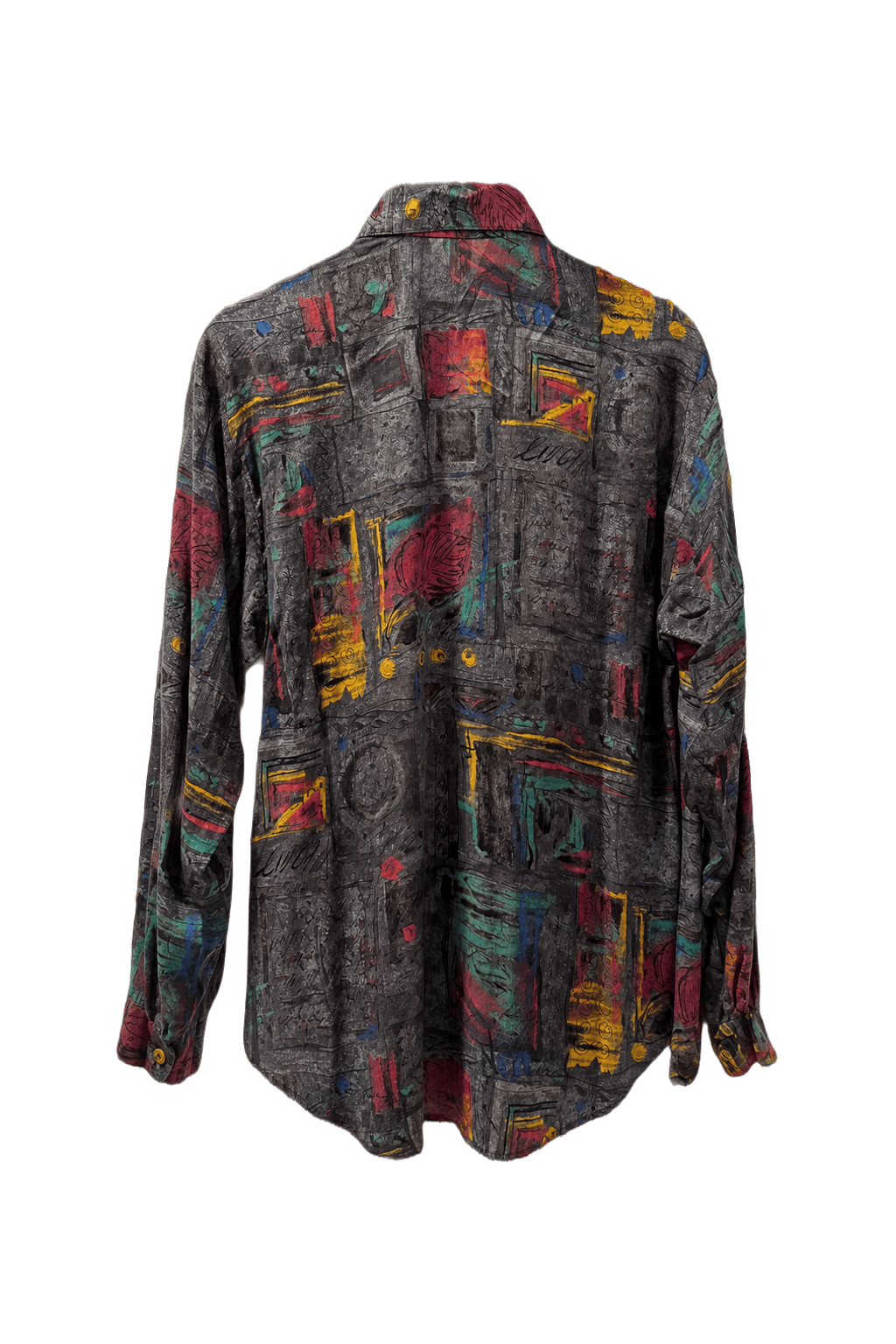 1990s Gray Cotton Blend Shirt - Back View