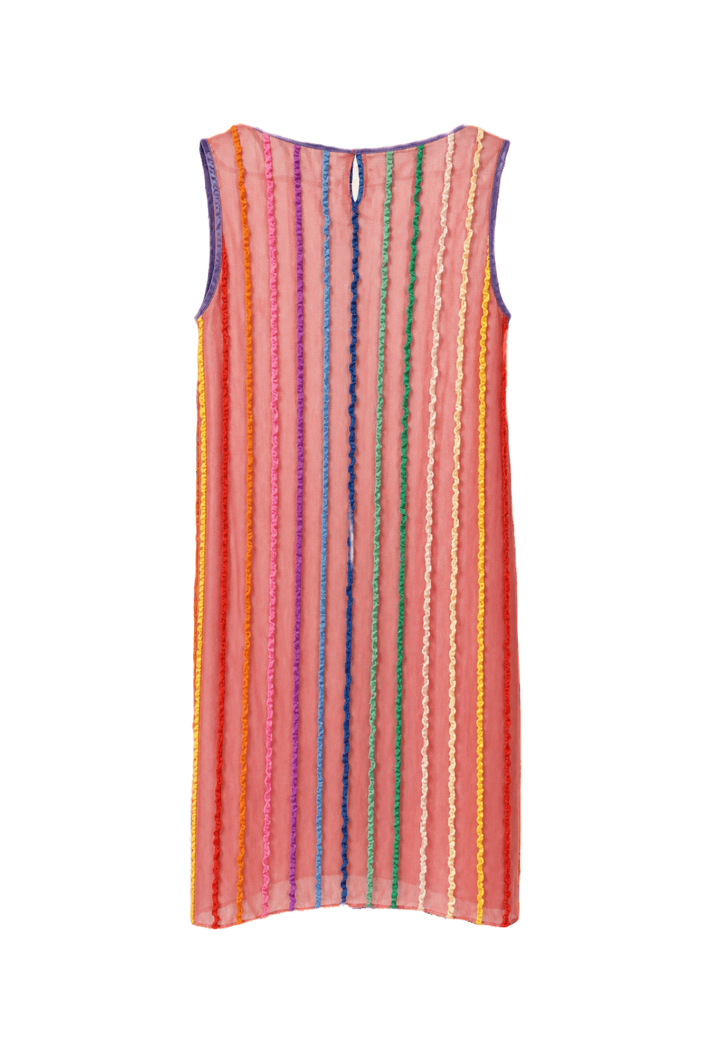 1960s Pink Polyester Blend Shift Dress - Back View
