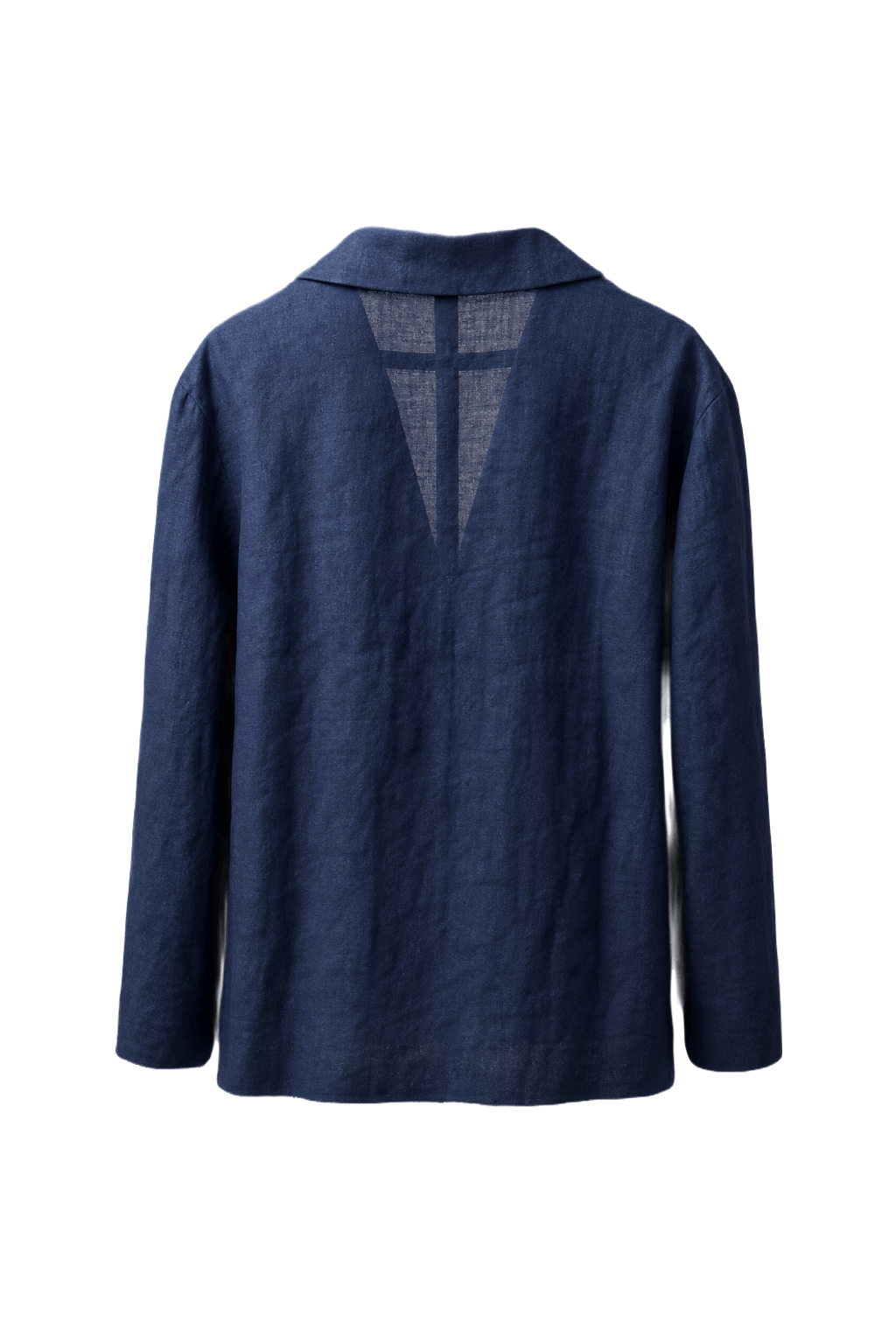 1980s Navy Blue Linen Jacket - Back View