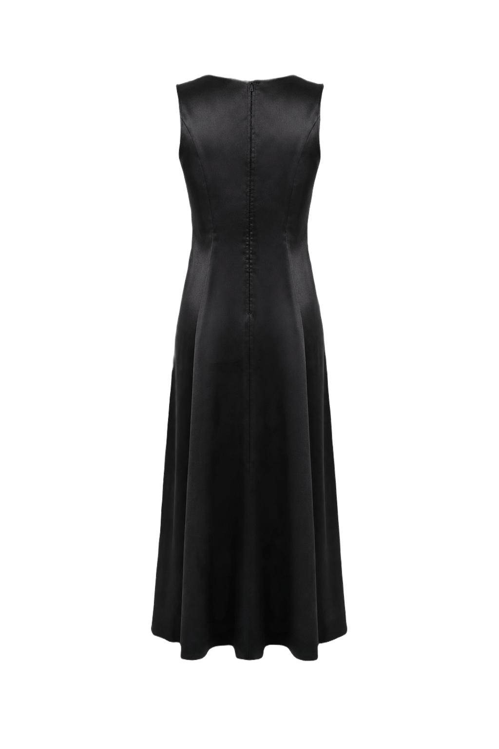 1990s Black Synthetic Blend Midi Dress - Back View