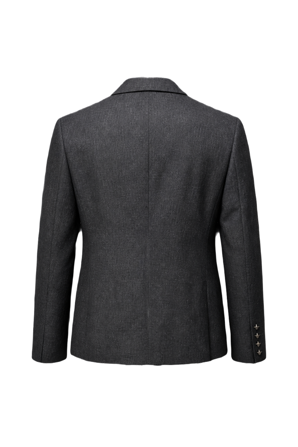 1980s Dark Grey Wool Blend Blazer - Back View