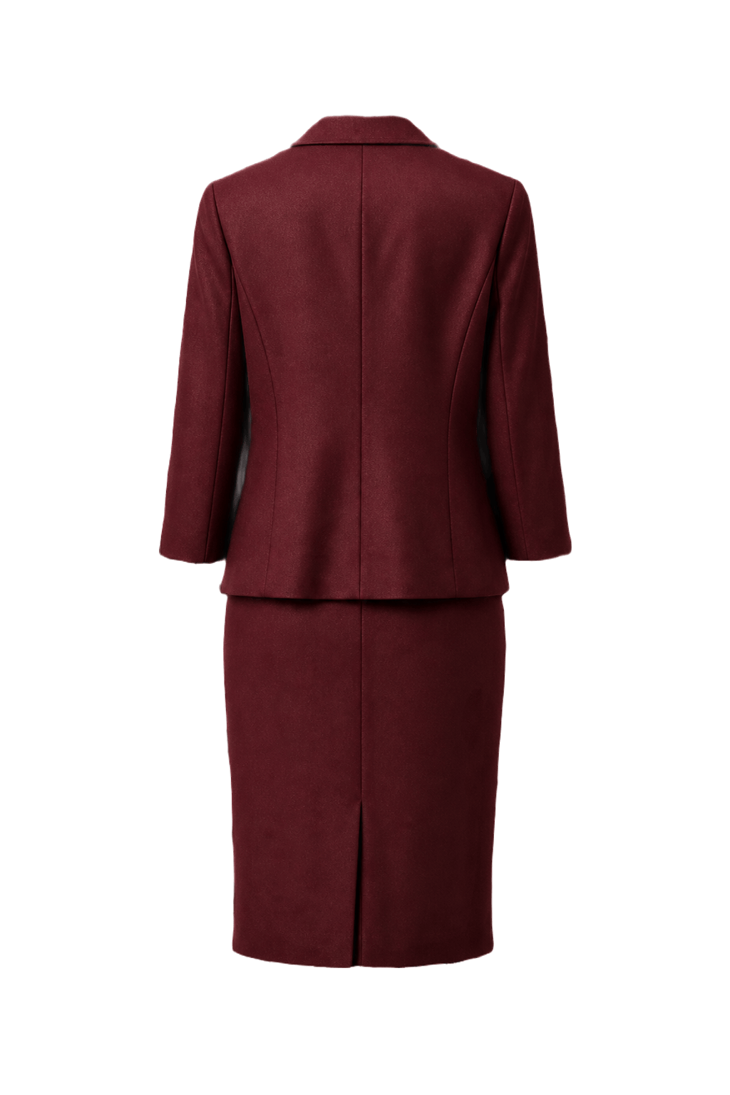 1970s Deep Burgundy Wool Blend Two-Piece Set - Back View