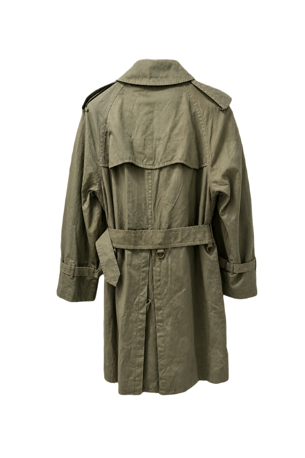 1980s Olive Green Cotton Blend Trench Coat - Back View