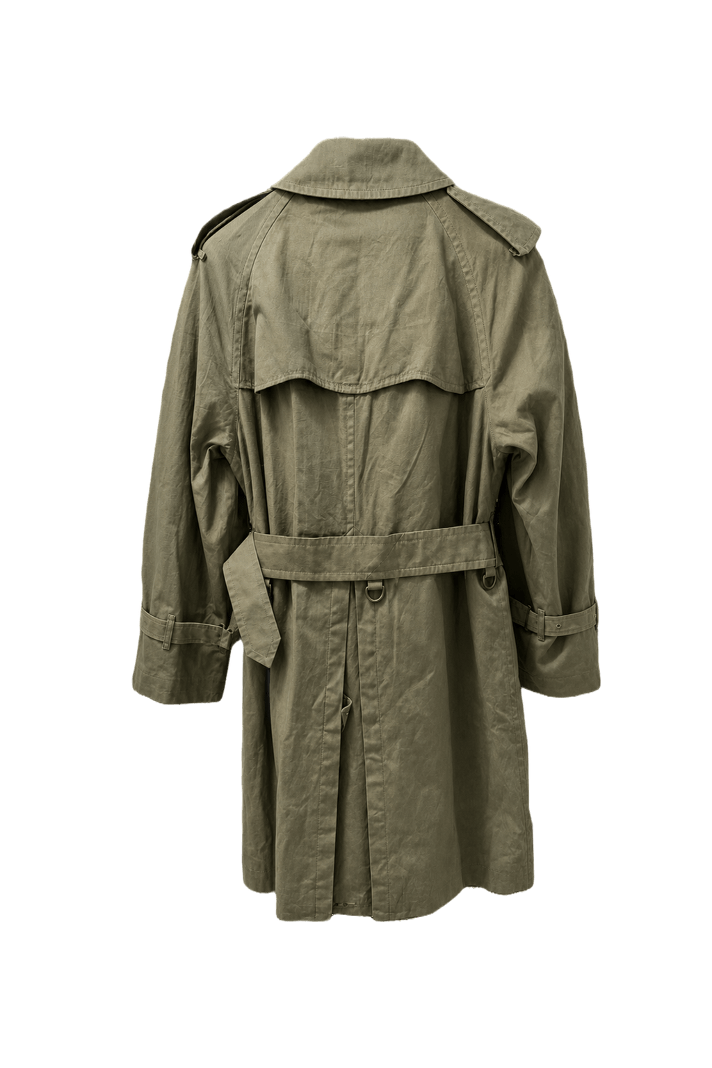 1980s Olive Green Cotton Blend Trench Coat - Back View