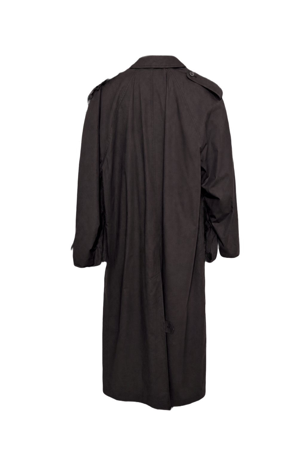1990s Dark Gray Cotton Blend Trench Coat - Back View