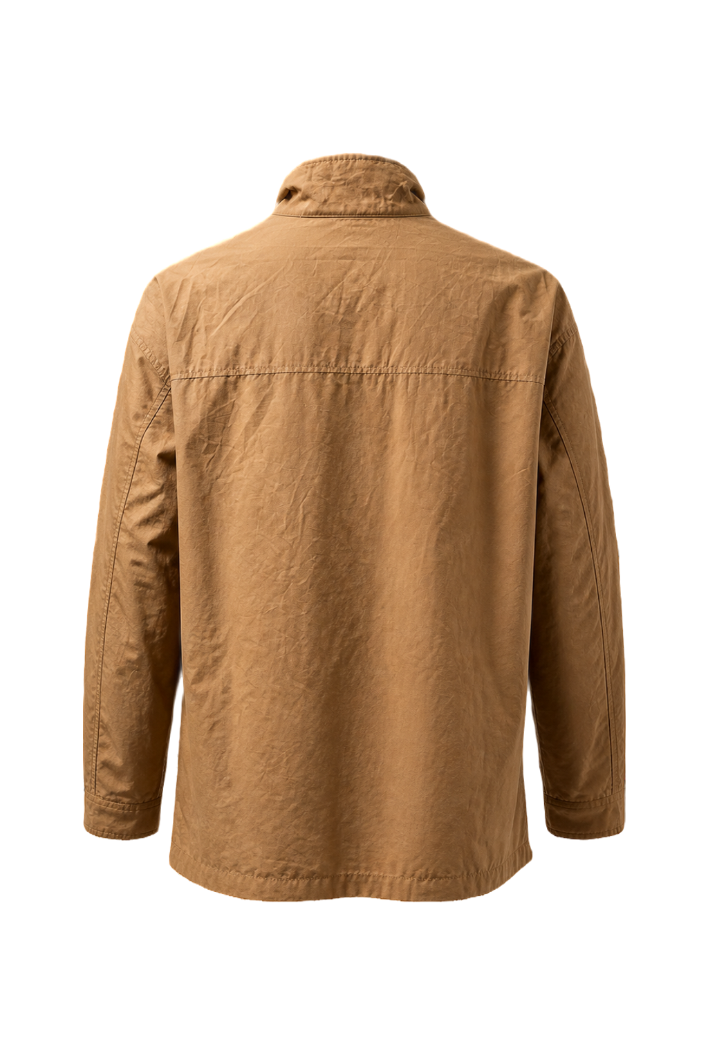 1980s Khaki Cotton Blend Coat - Back View