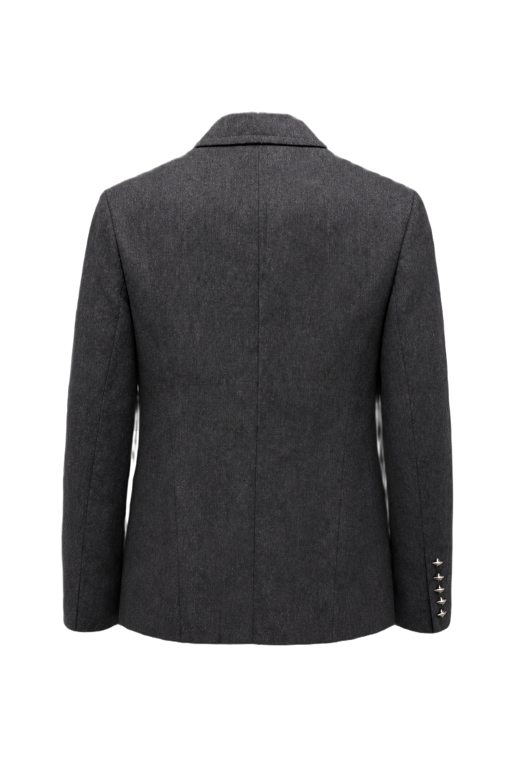1980s Charcoal Grey Wool Blend Blazer - Back View