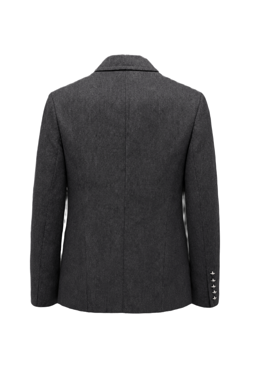 1980s Charcoal Grey Wool Blend Blazer - Back View