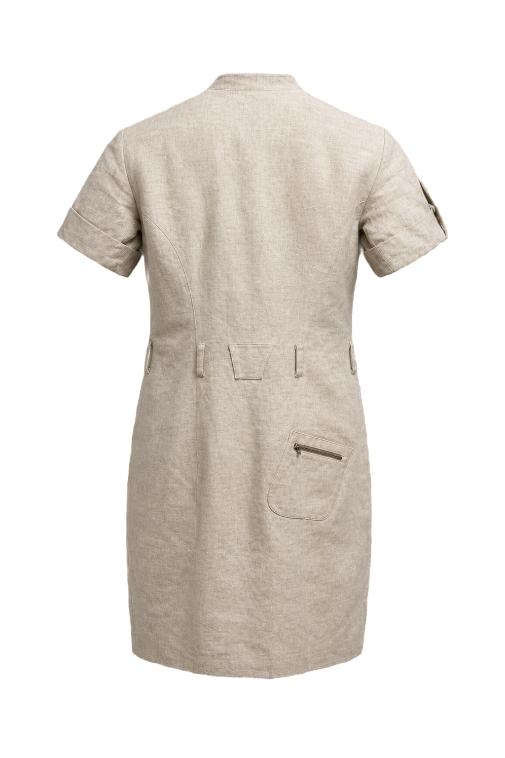 1980s Cream Linen Blend Dress - Back View