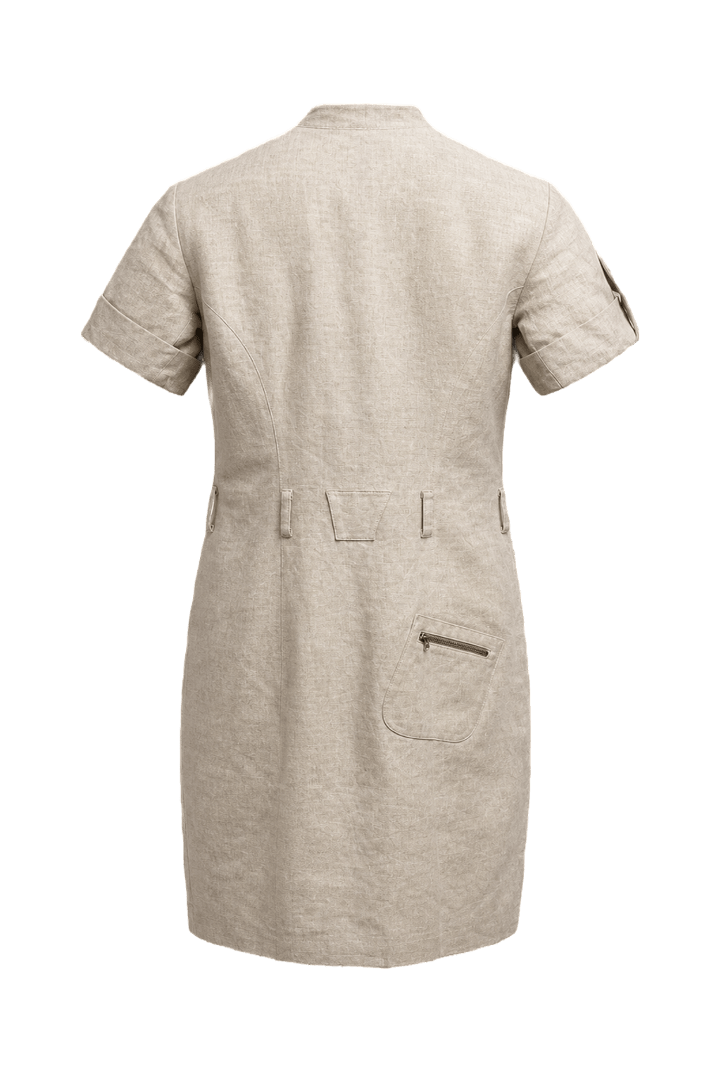 1980s Cream Linen Blend Dress - Back View
