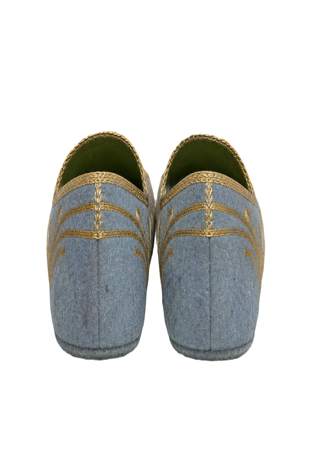 1970s Blue Fabric Shoes - Back View