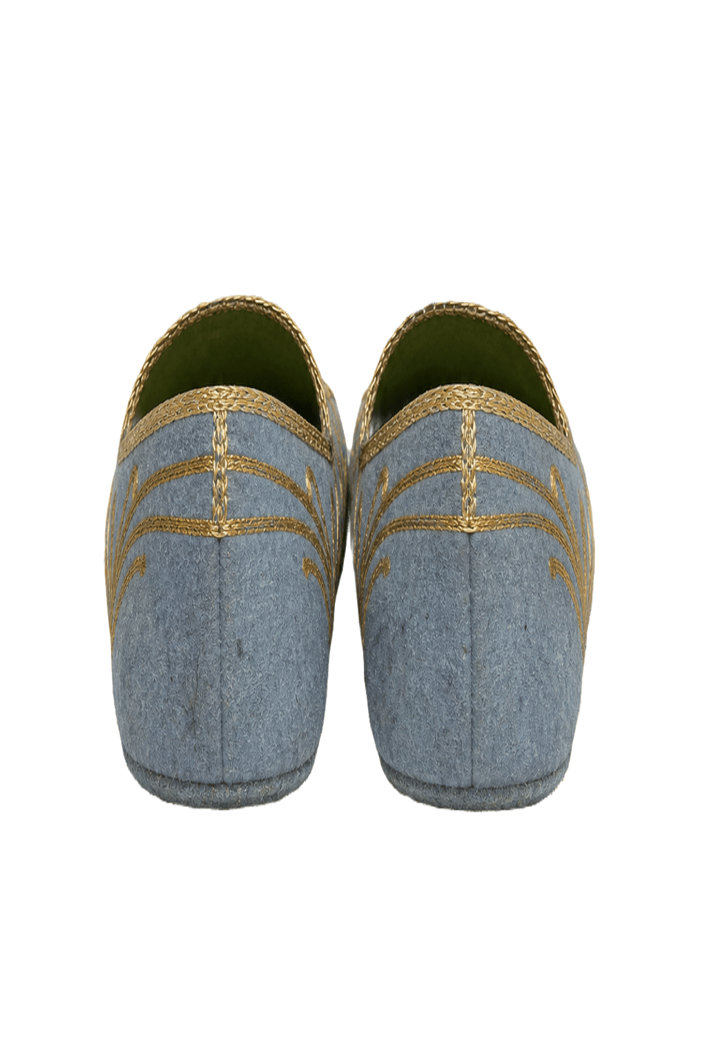 1970s Blue Fabric Shoes - Back View