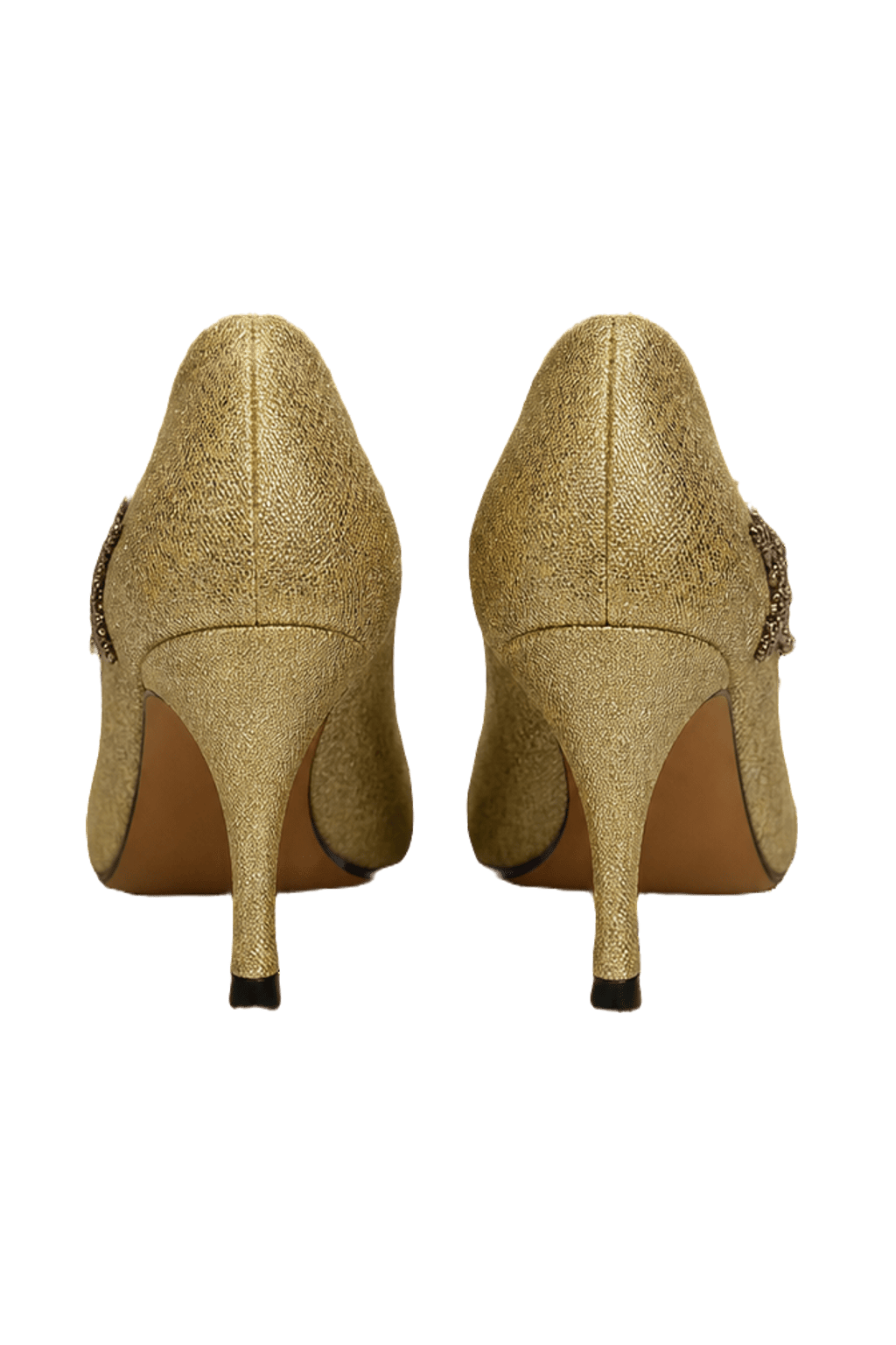 1980s Gold Synthetic Shoes - Back View