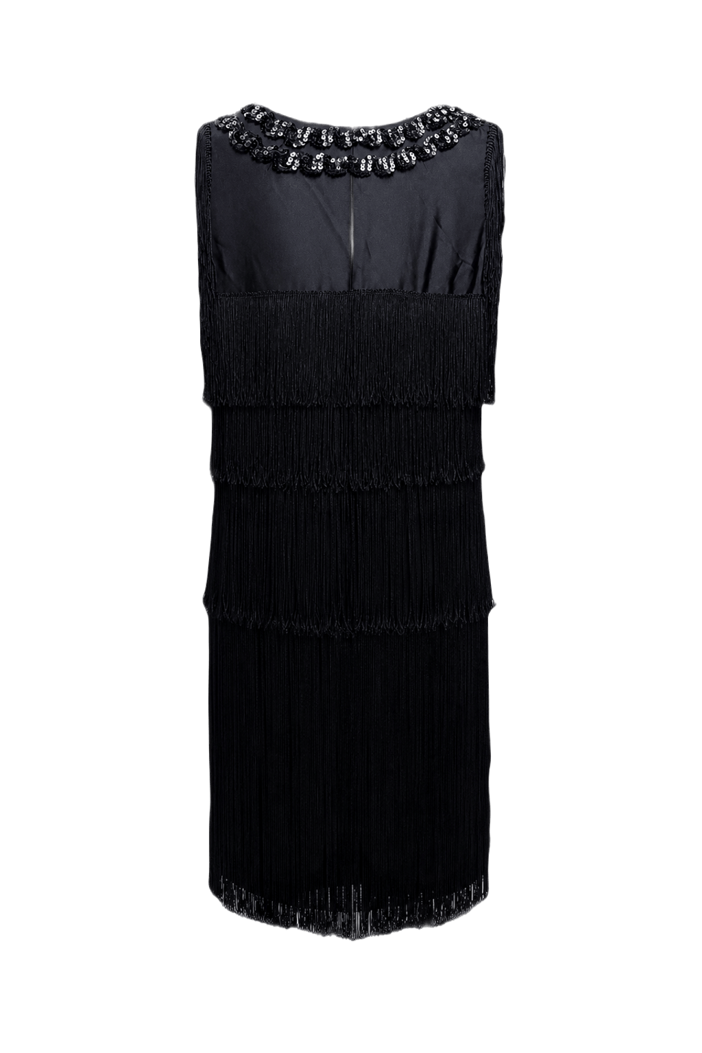 1950s Black Satin Dress - Back View