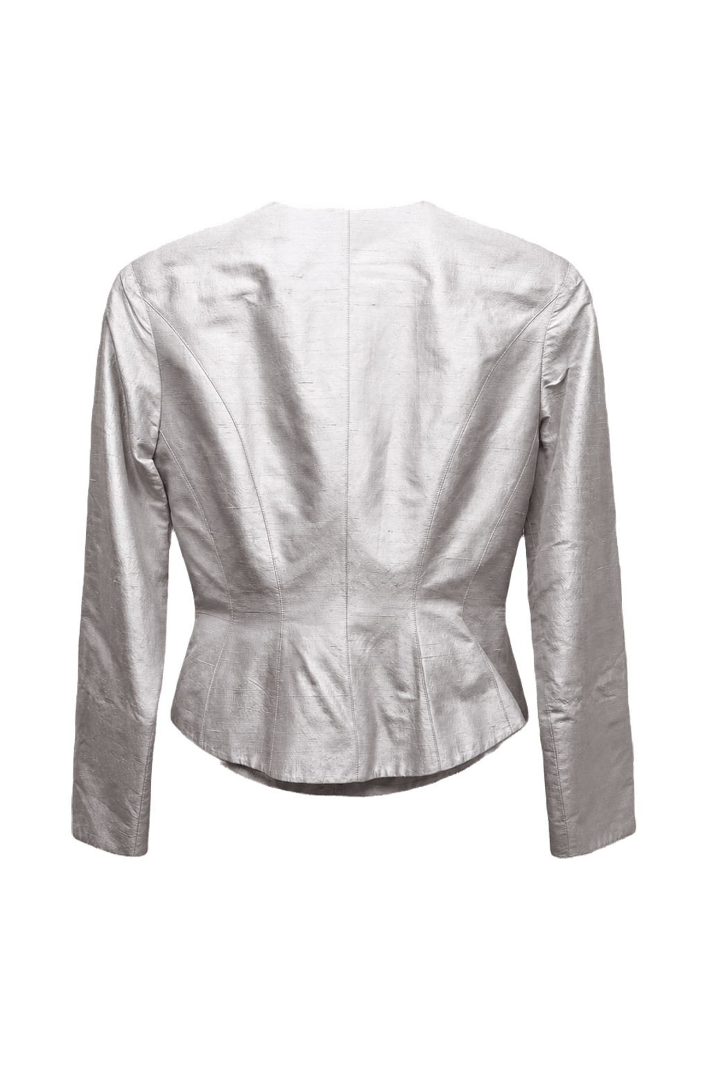 1980s Light Silver Silk Blend Jacket - Back View