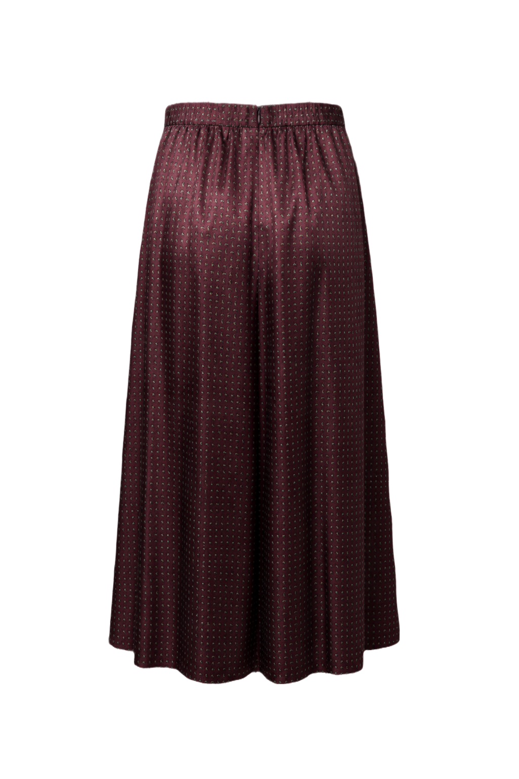 1970s Burgundy Satin Skirt - Back View