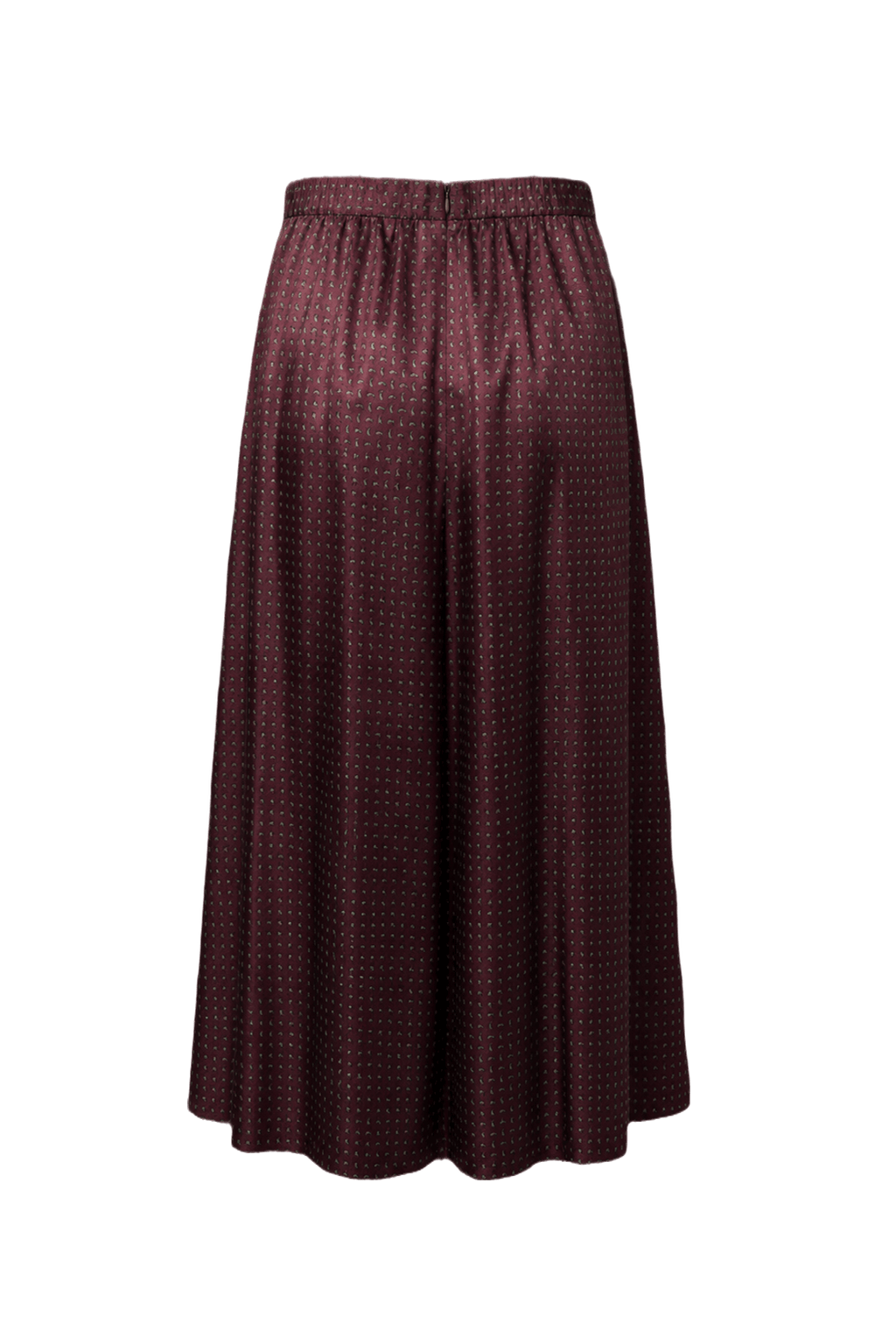 1970s Burgundy Satin Skirt - Back View