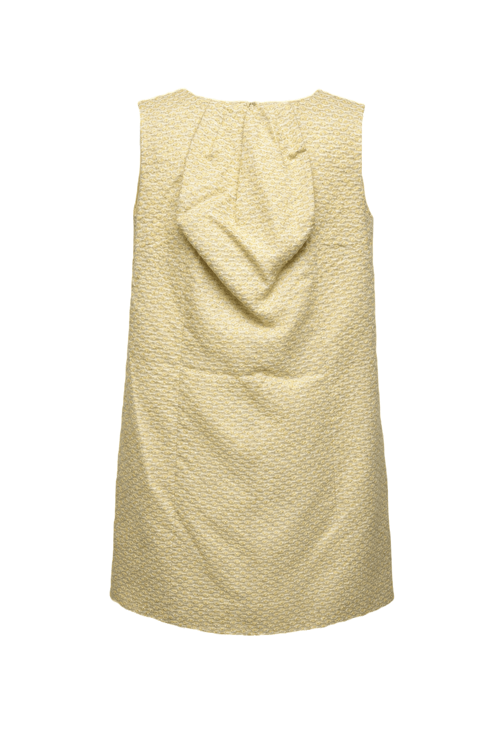 1950s Light Yellow Cotton Blend Shift Dress - Back View