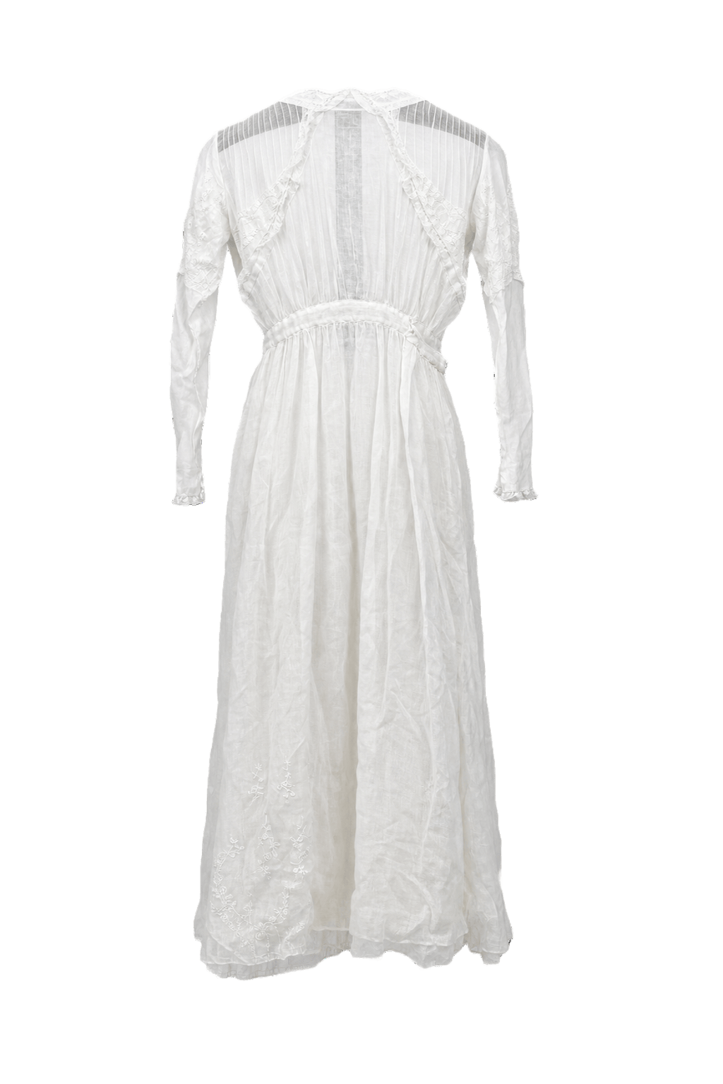 1930s White Cotton Maxi Dress - Back View
