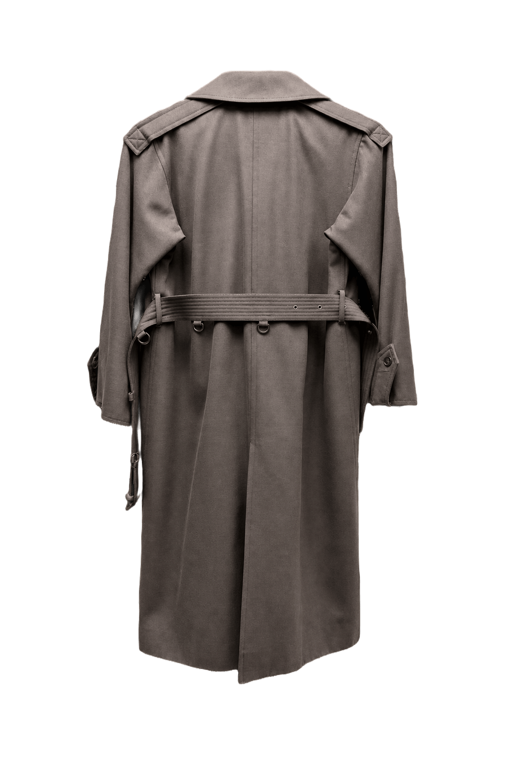 1980s Taupe Wool Blend Trench Coat - Back View