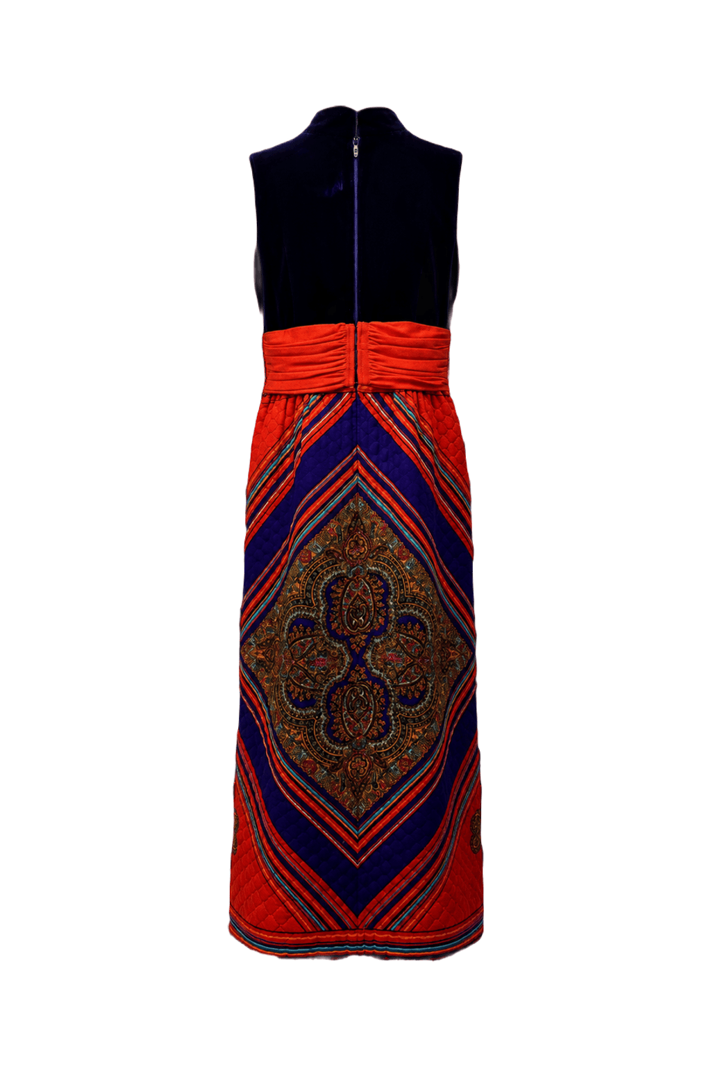 1970s Red Velvet Maxi Dress - Back View