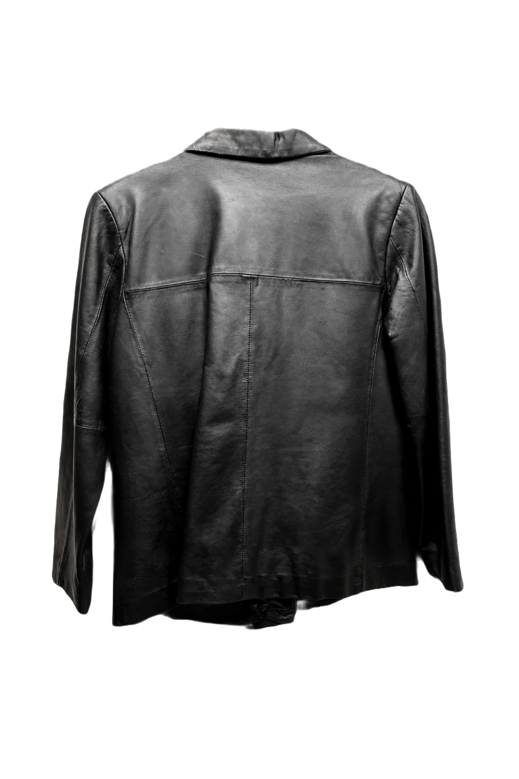 1990s Black Leather Jacket - Back View