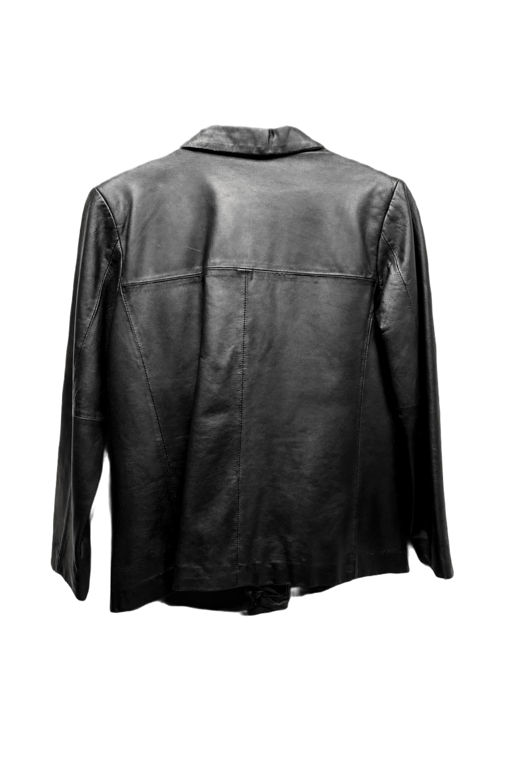 1990s Black Leather Jacket - Back View