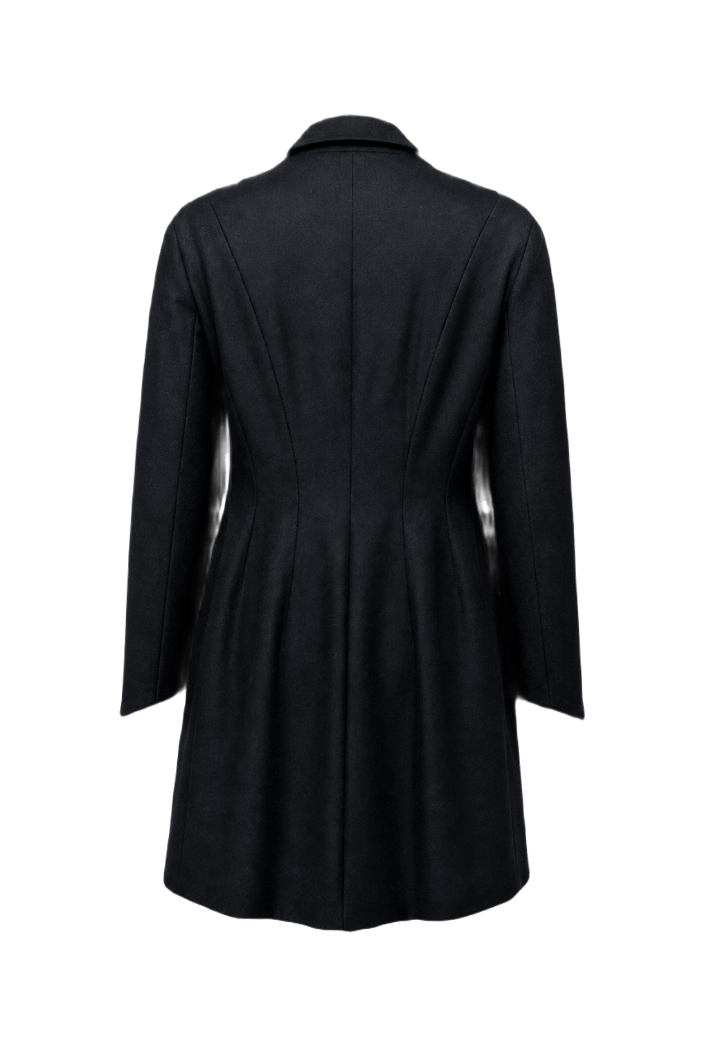 1970s Black Wool Coat - Back View