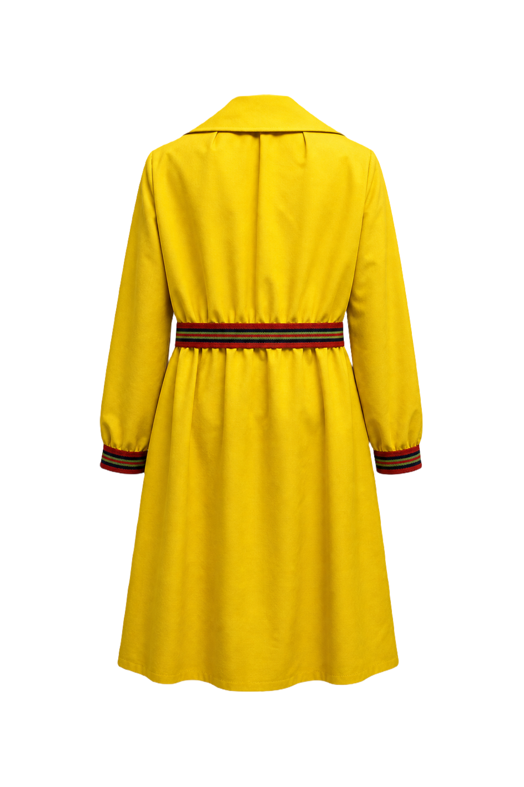 1970s Bright Yellow Cotton Coat - Back View