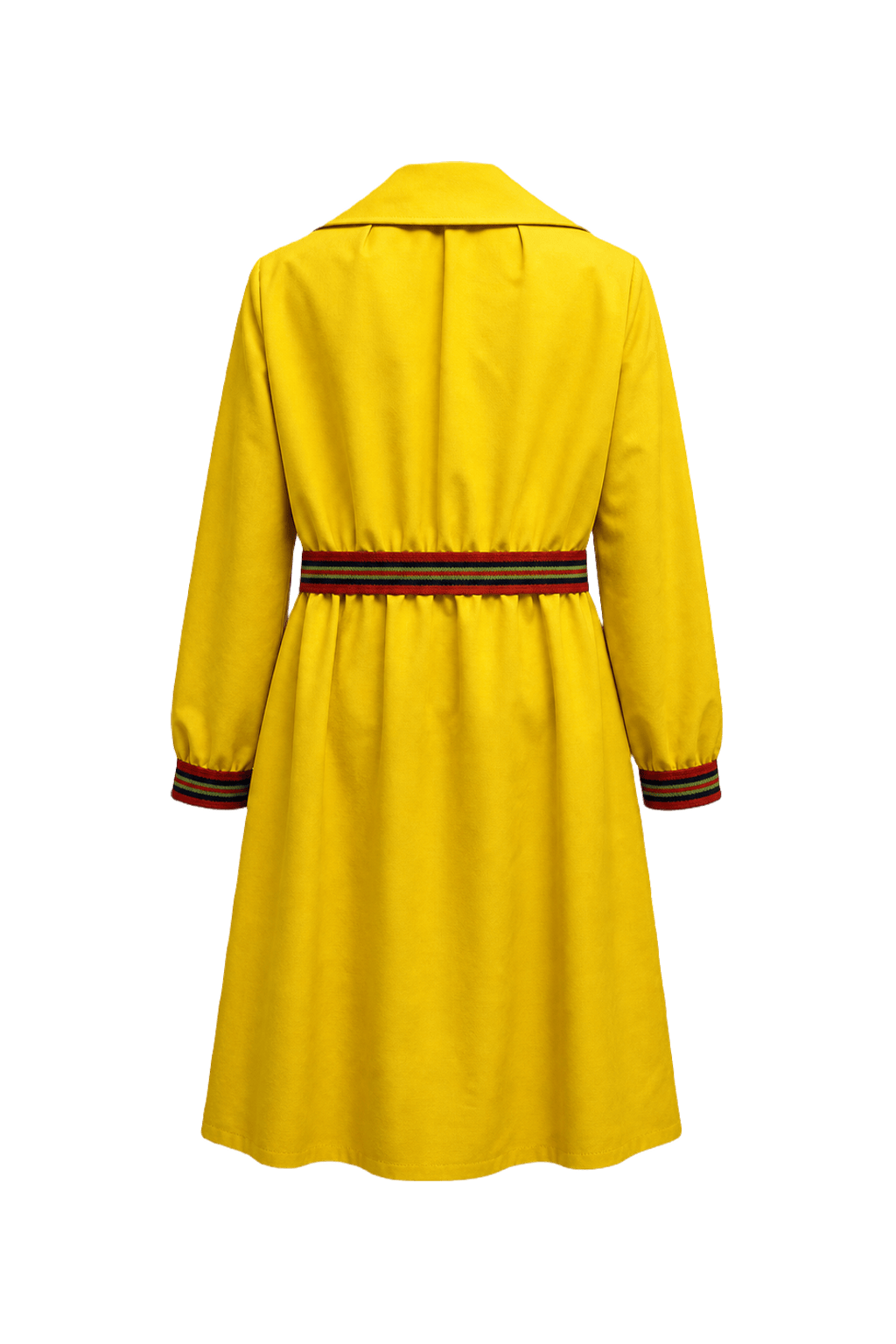 1970s Bright Yellow Cotton Coat - Back View