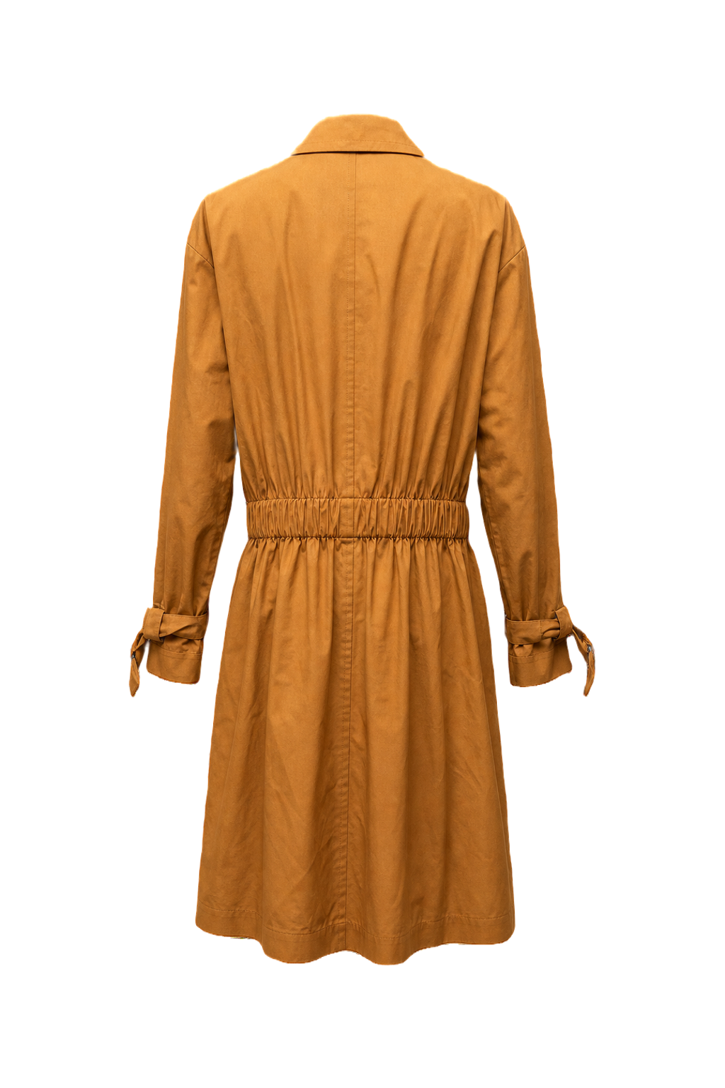 1980s Mustard Yellow Cotton Trench Coat - Back View