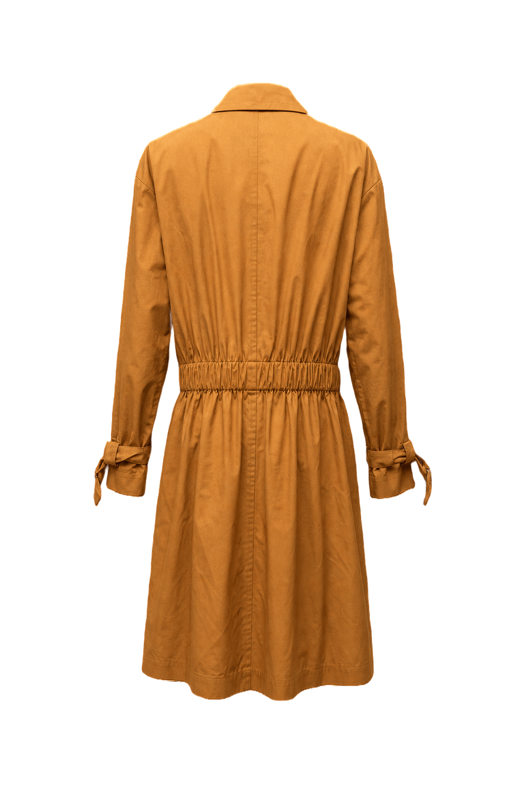 1980s Mustard Yellow Cotton Trench Coat - Back View