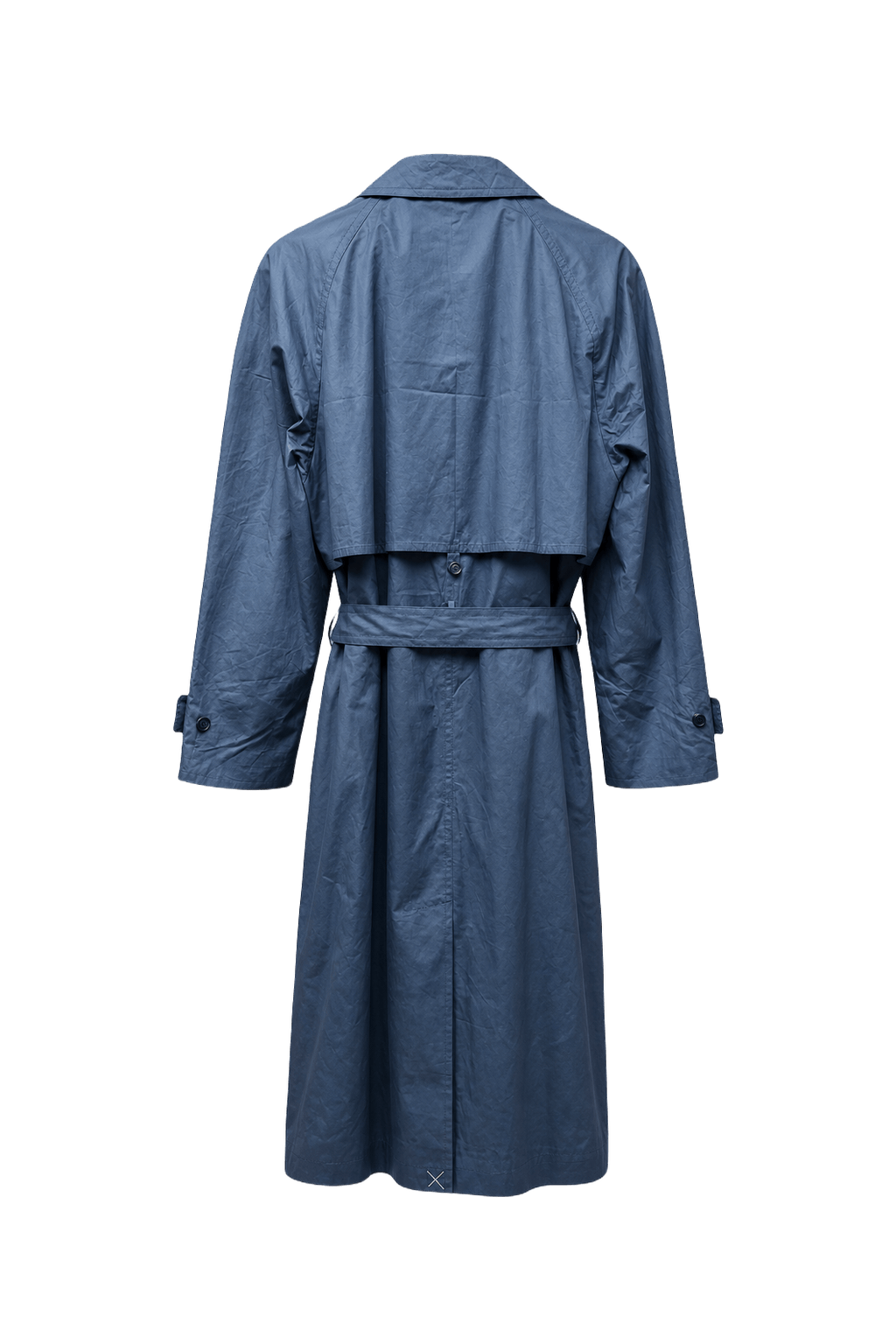 1980s Blue Cotton Trench Coat - Back View