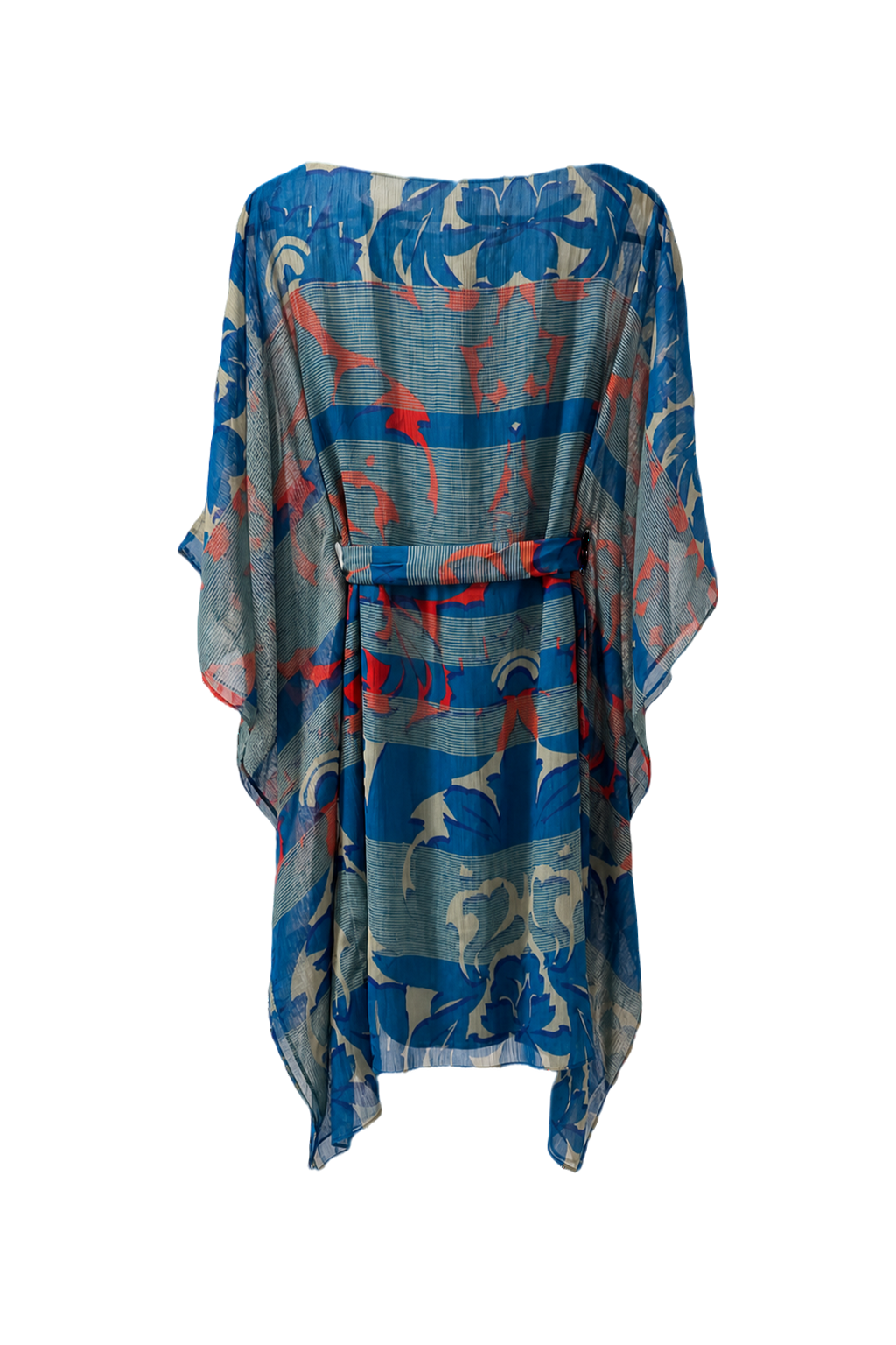 1970s Blue Sheer Polyester Dress - Back View