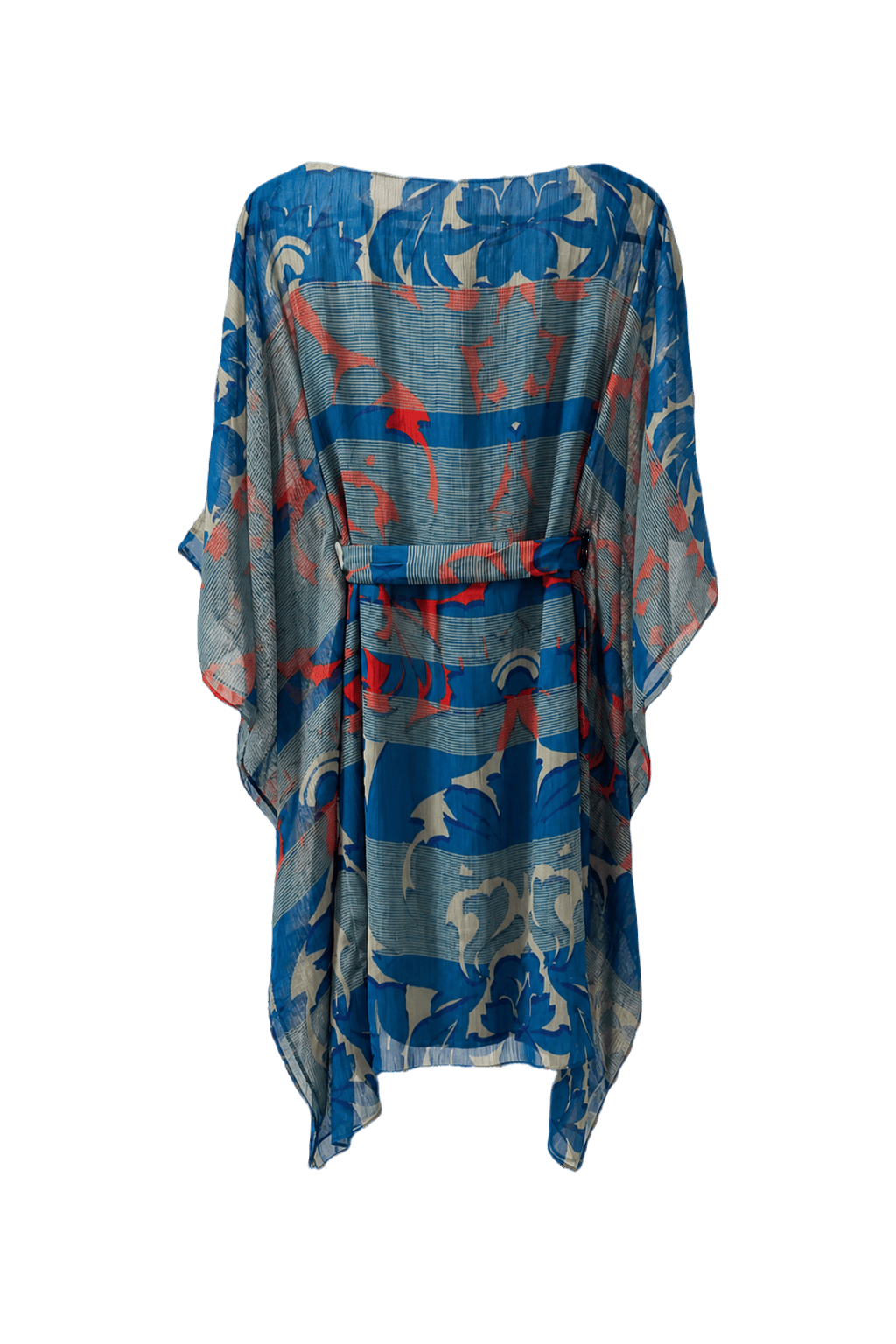 1970s Blue Sheer Polyester Dress - Back View