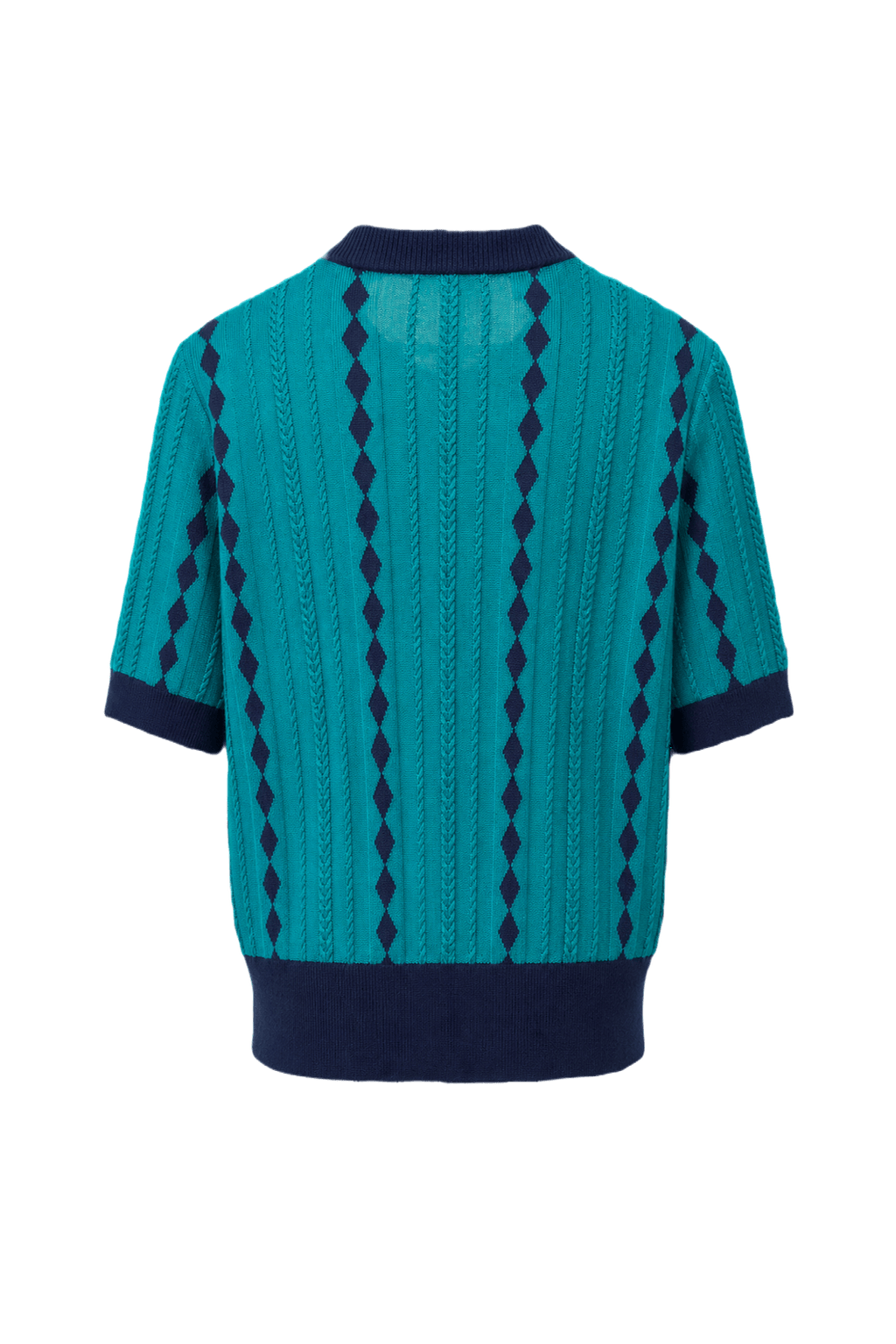 1970s Turquoise Cotton Blend Cardigan - Back View