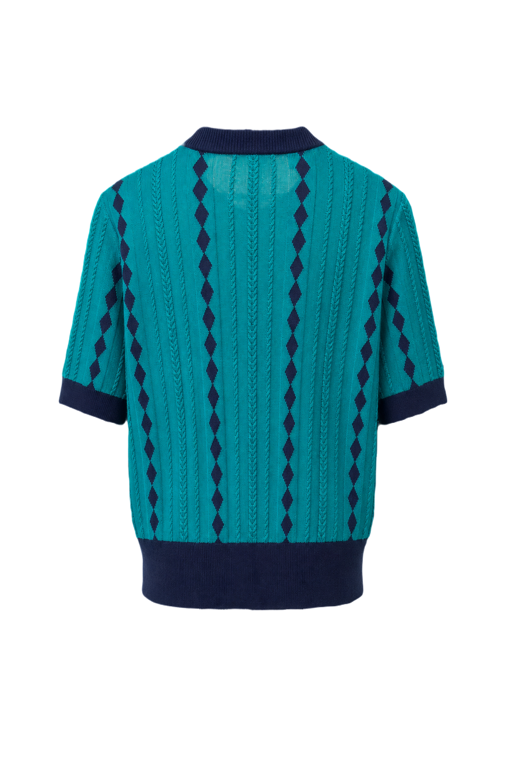 1970s Turquoise Cotton Blend Cardigan - Back View