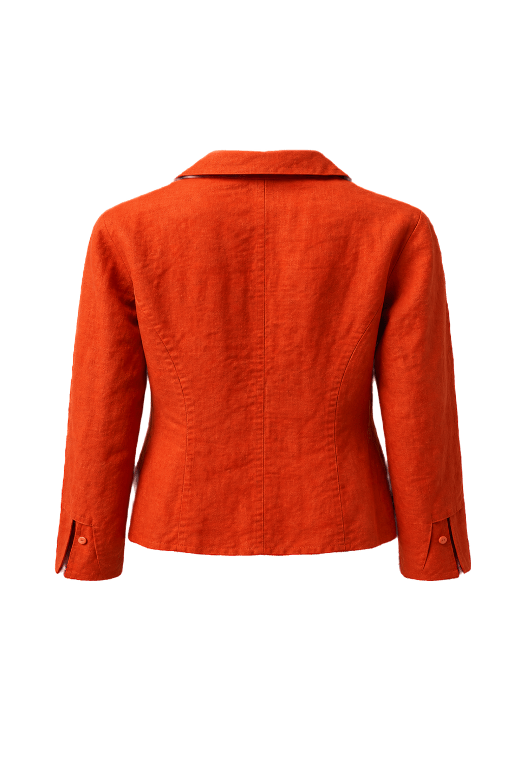 1990s Bright Orange Linen Blend Blouse - Back View