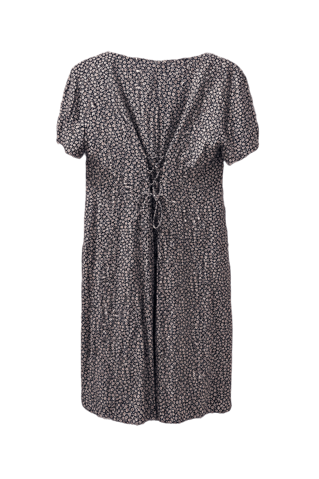 1970s Navy Blue Cotton Blend Dress - Back View