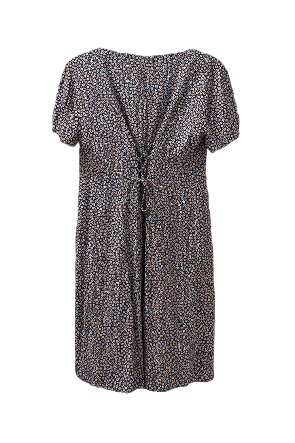 1970s Navy Blue Cotton Blend Dress - Back View
