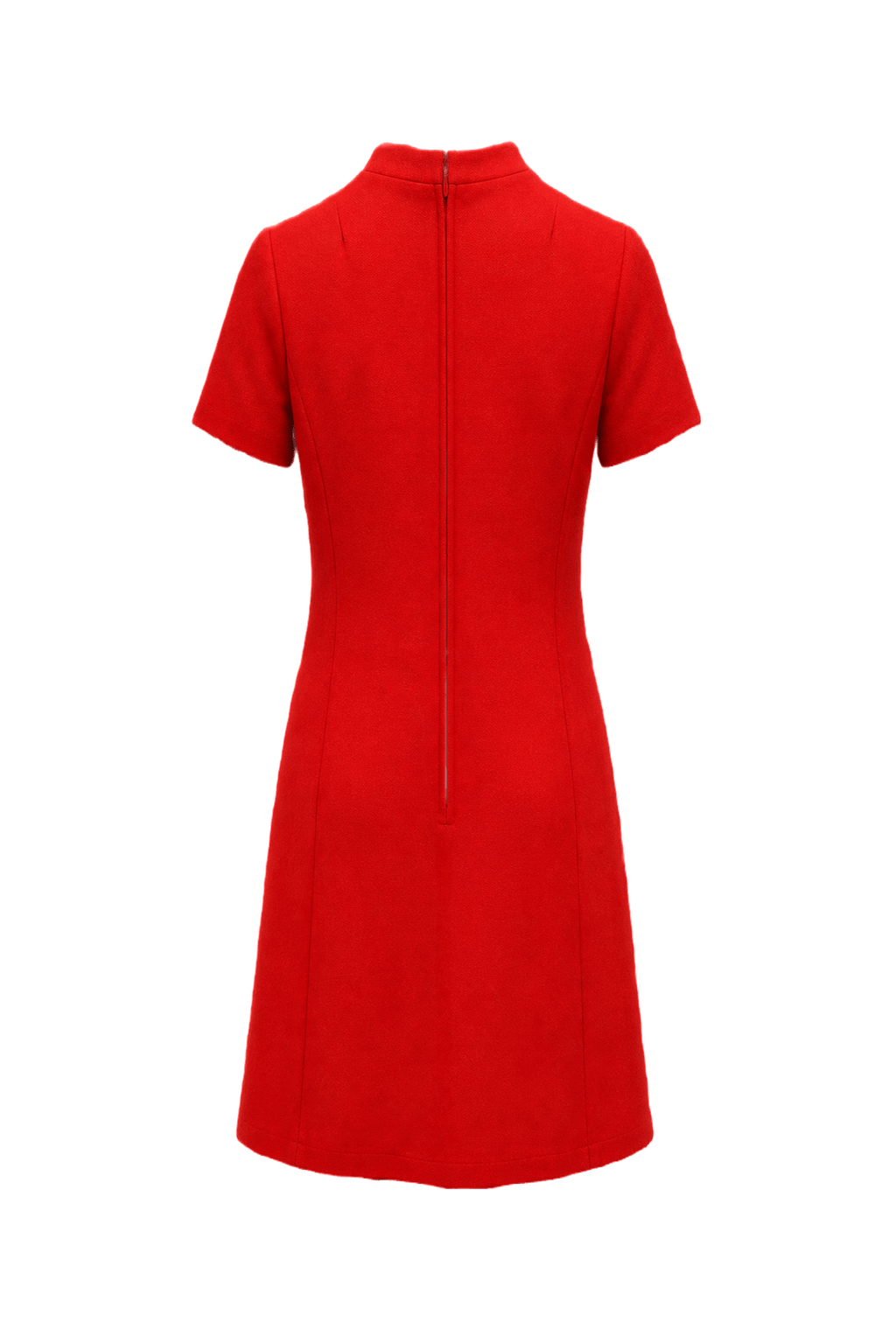 1970s Red Cotton Blend Shift Dress - Back View