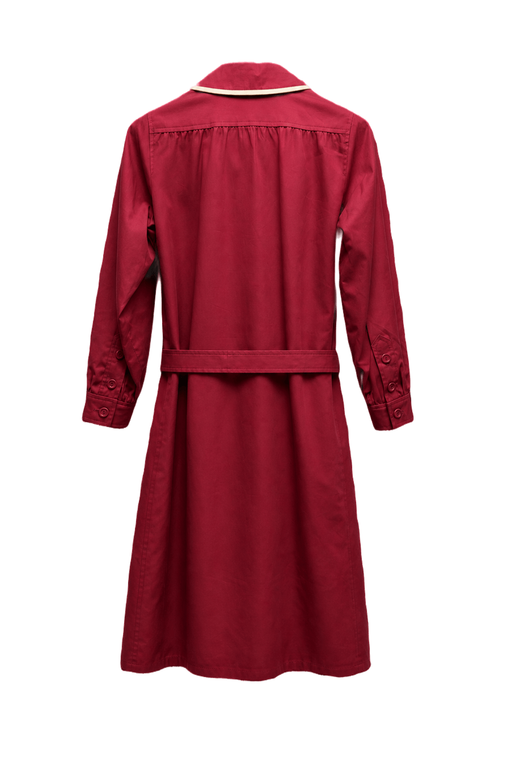 1970s Red Cotton Blend Trench Coat - Back View