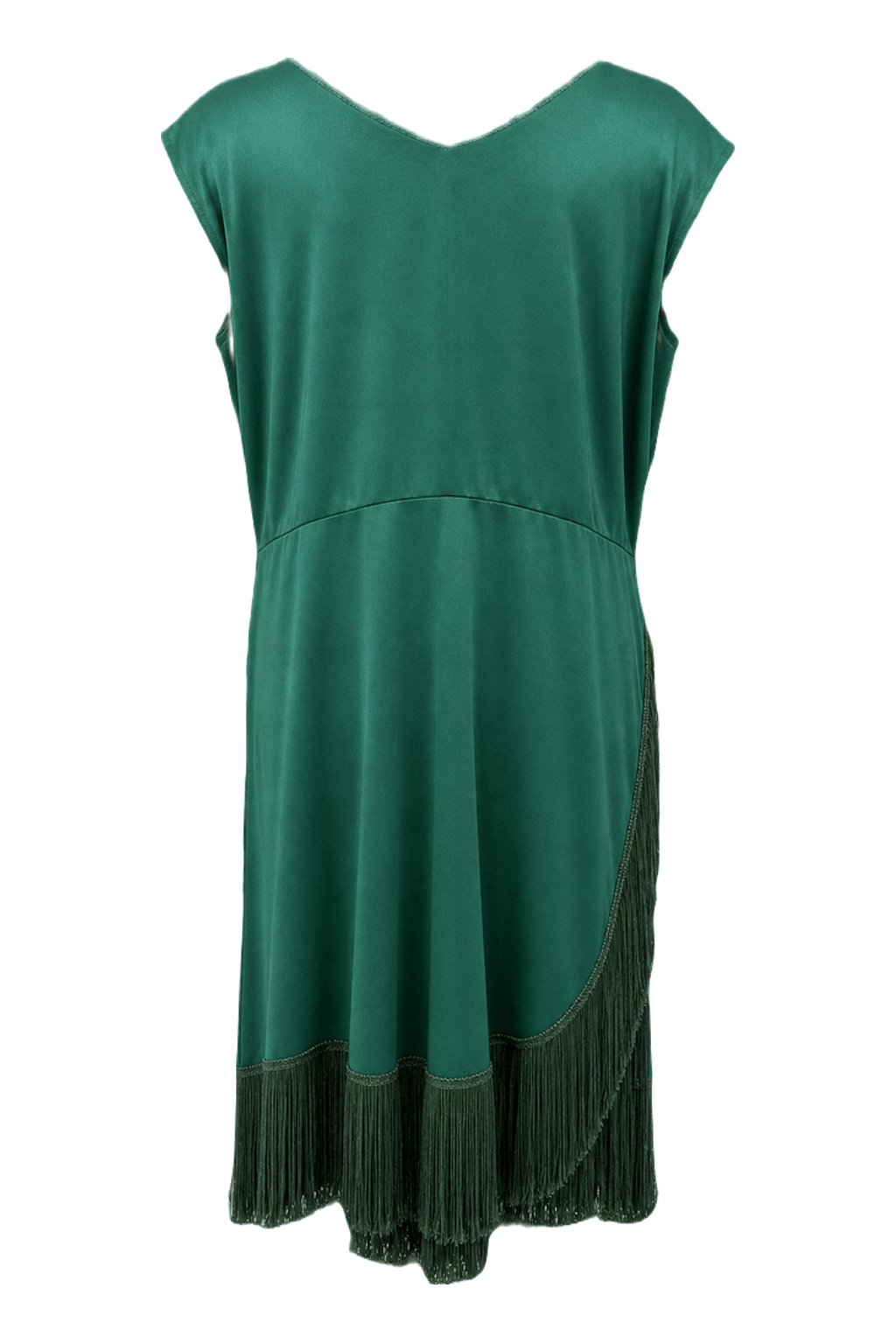 1970s Emerald Green Satin Blend Dress - Back View