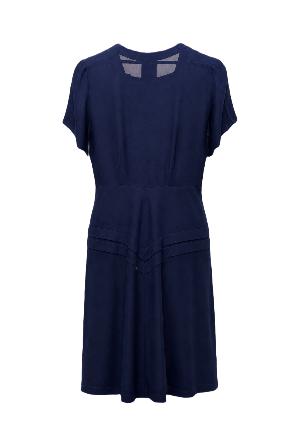 1920s Navy Blue Silk Dress - Back View