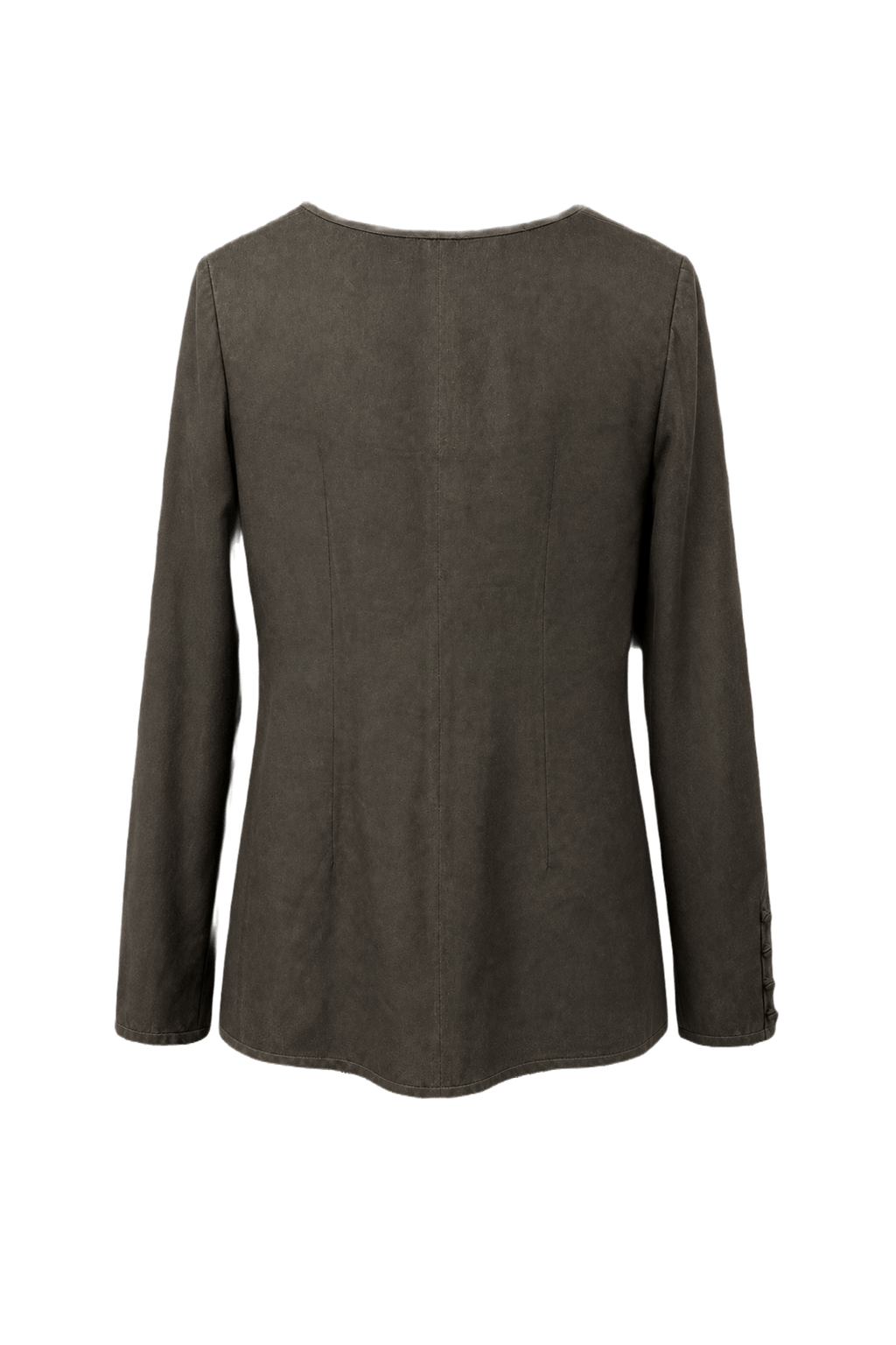 1990s Dark Olive Silk Blouse - Back View