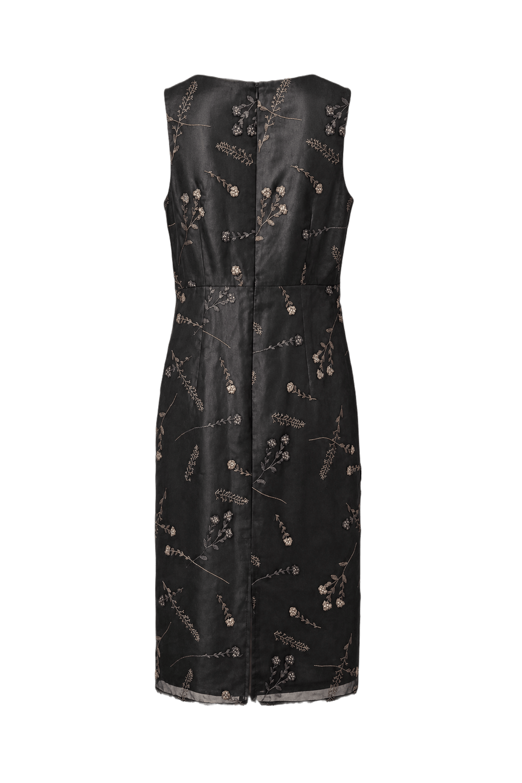 1990s Dark Gray Synthetic Midi Dress - Back View